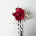 Pack 6 small flowers in cherry with ivory seed