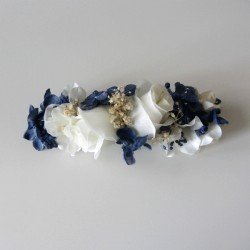 Rose tiara in shades of blue and off-white