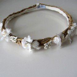 Medium white mini flower rope braid turban