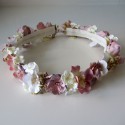 Flower potpourri crown powder pink, vanilla and off-white for girls communion and flower