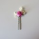 Pack 6 small flowers in pink with ivory seed