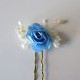 Pack 6 flores pequeñas en azul medio con semilla marfil