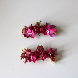 Two dark fuchsia, strawberry clips for invited girl and wedding