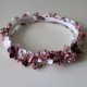 Corona popurri flores rosa viejo, vainilla y blanco roto para niñas comunion y arras
