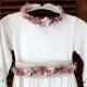conjunto corona rosa viejo vainilla y blanco + cinturón estrecho rosa viejo blanco y vainilla