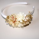 White and ivory flowers headband