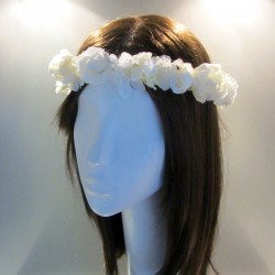 Ivory and camel flower potpourri crown for communion and flower girls