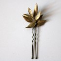 Pack 6 gold leaves hairpins