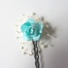 Pack 6 flores pequeñas en turquesa con semilla marfil