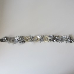 Metal and fabric silver flower belt