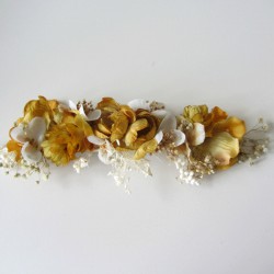 Floral tiara in gold and ivory tones