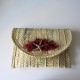bolso clutch paja adorno estrella y rafia guinta y granate