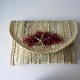 bolso clutch paja adorno estrella y rafia guinta y granate
