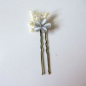 Pack of 6 pearl gray mother-of-pearl flowers and ivory seed