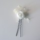 Pack 6 small flowers in white with ivory seed