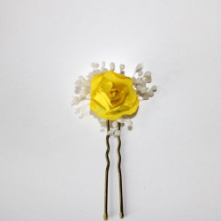 Pack 6 small flowers in yellow with ivory seed