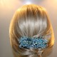 Silver barrette, crystal and blue seeds