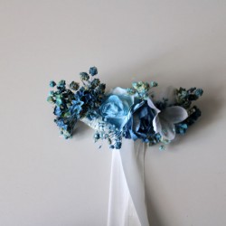 Pasador para pelo de flores azul porcelana