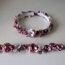 vanilla old pink and white crown set + white and vanilla old pink narrow belt