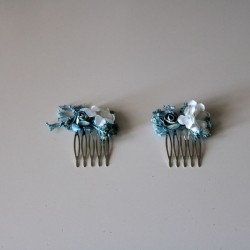 Two blue flower comb for communion and wedding