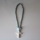 Necklace with cross Off white and blue