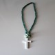 Necklace with cross Off white and dark blue and green