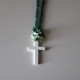 Necklace with cross Off white and dark blue and green