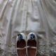 Two Powder blue porcelain Shoe Clips for First Communion