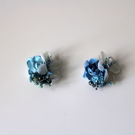 Two Powder blue porcelain Shoe Clips for First Communion