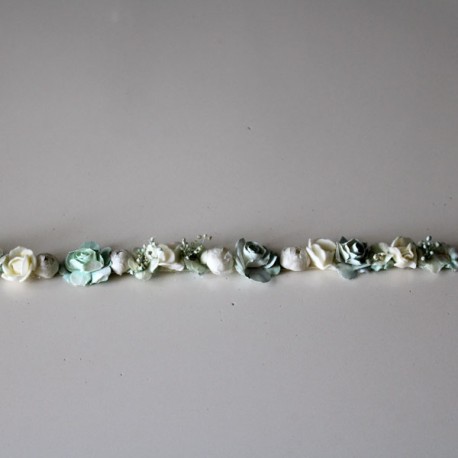 Cinta Hippy Estrecha flor mini verde agua