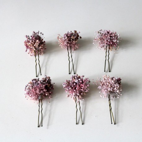 Pack 6 pink paniculata hairpins for first communion