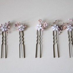 Pack 5 flores nacar blanco roto, brillante y paniculata rosa empolvado