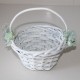 Round mibre basket for girl with flower side flower in green tones