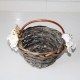 Round mibre basket for girl with flower side flower in pink tones