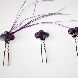 Tres horquillas piedra morada