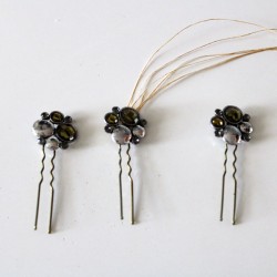 Tres horquillas piedra verde