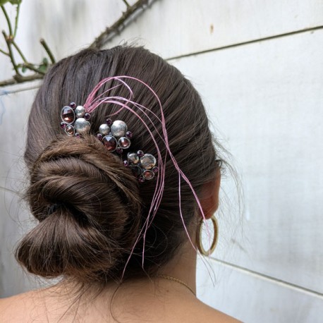 Tres horquillas piedra granate