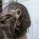 Three brown flower hairpins