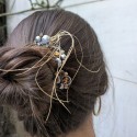 Three brown flower hairpins